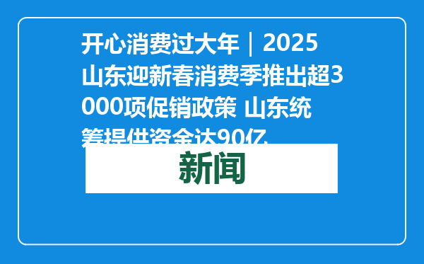 开心消费过大年｜2025山东迎新春消费季推出超3000项促销政策 山东统筹提供资金达90亿