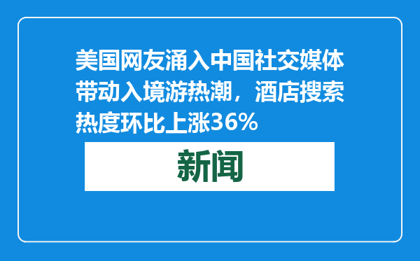 美国网友涌入中国社交媒体带动入境游热潮，酒店搜索热度环比上涨36%