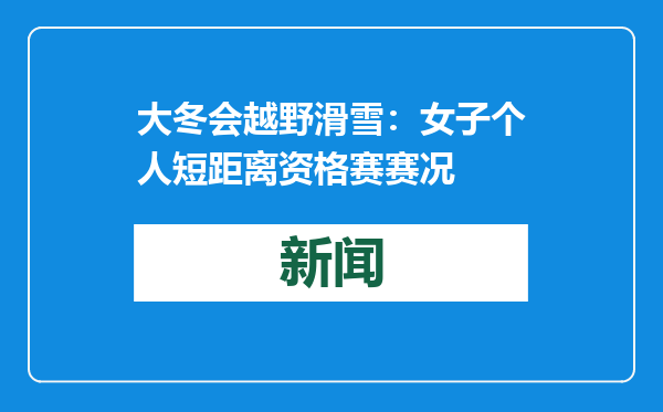 大冬会越野滑雪：女子个人短距离资格赛赛况