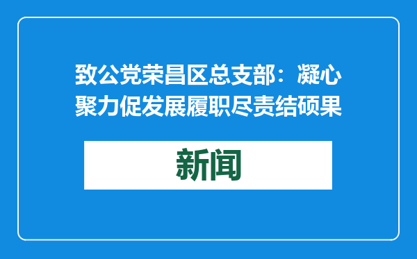 致公党荣昌区总支部：凝心聚力促发展履职尽责结硕果