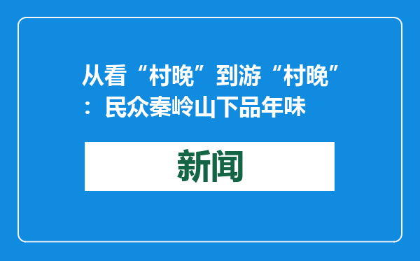 从看“村晚”到游“村晚”：民众秦岭山下品年味