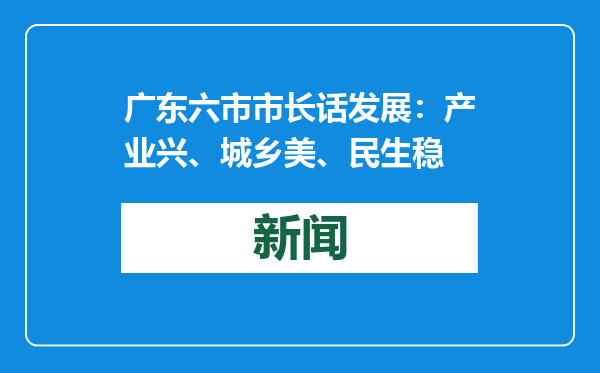 广东六市市长话发展：产业兴、城乡美、民生稳