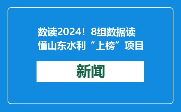 数读2024！8组数据读懂山东水利“上榜”项目