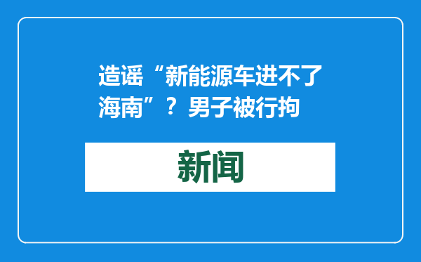 造谣“新能源车进不了海南”？男子被行拘