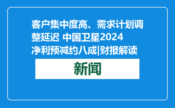 客户集中度高、需求计划调整延迟 中国卫星2024净利预减约八成|财报解读