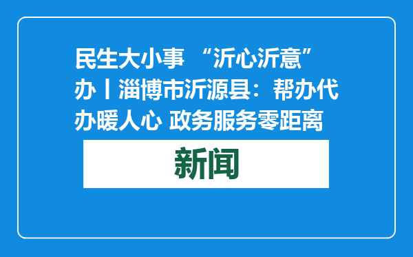 民生大小事 “沂心沂意”办丨淄博市沂源县：帮办代办暖人心 政务服务零距离