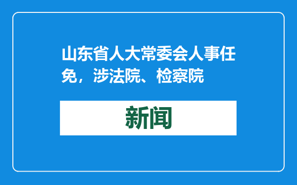 山东省人大常委会人事任免，涉法院、检察院