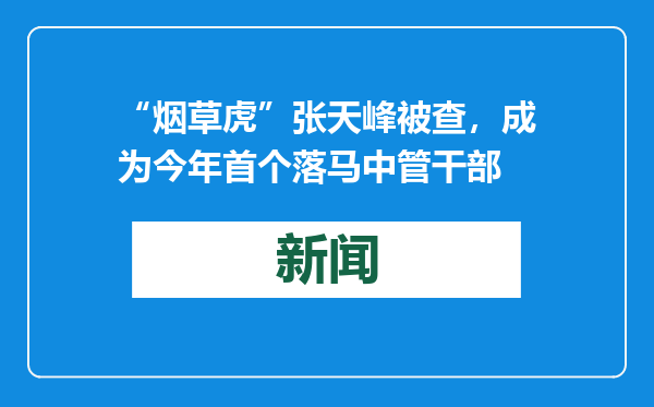 “烟草虎”张天峰被查，成为今年首个落马中管干部