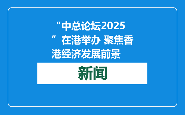 “中总论坛2025”在港举办 聚焦香港经济发展前景