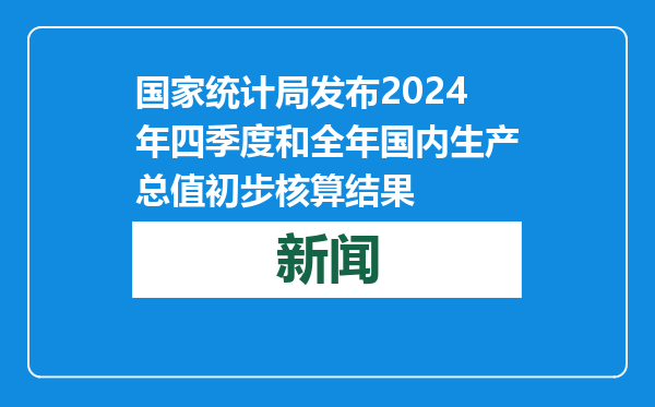国家统计局发布2024年四季度和全年国内生产总值初步核算结果