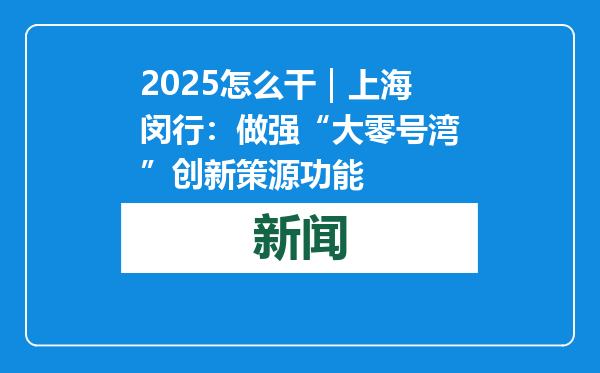 2025怎么干｜上海闵行：做强“大零号湾”创新策源功能