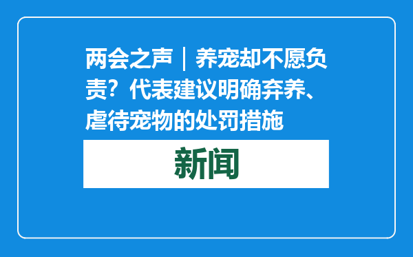 两会之声｜养宠却不愿负责？代表建议明确弃养、虐待宠物的处罚措施