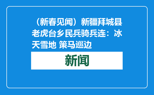 （新春见闻）新疆拜城县老虎台乡民兵骑兵连：冰天雪地 策马巡边