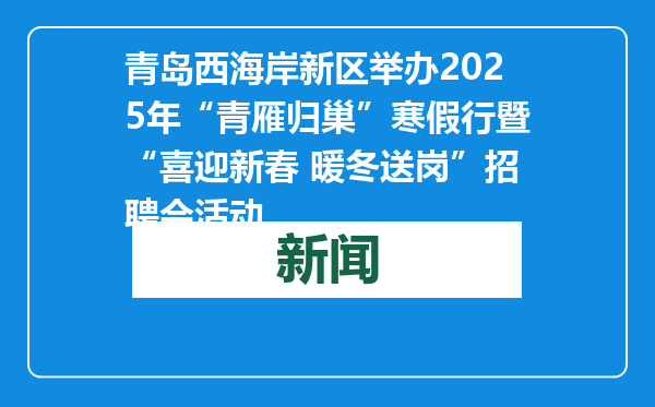 青岛西海岸新区举办2025年“青雁归巢”寒假行暨“喜迎新春 暖冬送岗”招聘会活动