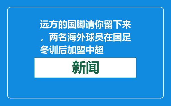 远方的国脚请你留下来，两名海外球员在国足冬训后加盟中超