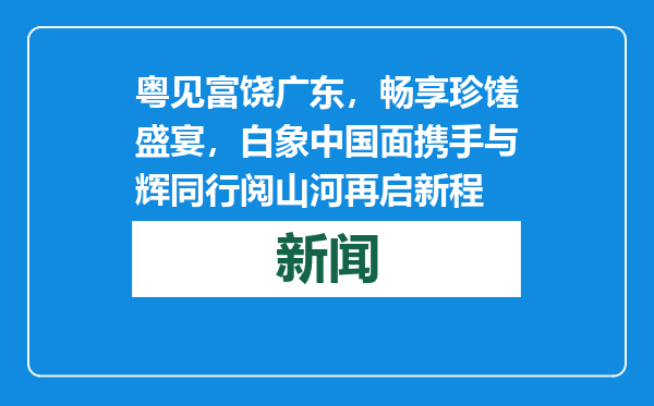 粤见富饶广东，畅享珍馐盛宴，白象中国面携手与辉同行阅山河再启新程