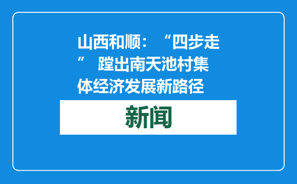 山西和顺：“四步走” 蹚出南天池村集体经济发展新路径