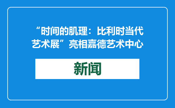 “时间的肌理：比利时当代艺术展”亮相嘉德艺术中心