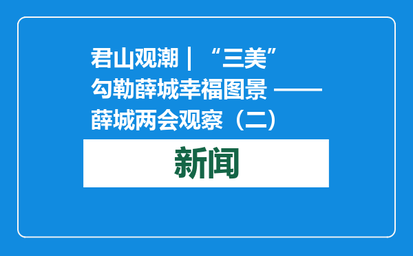 君山观潮 | “三美”勾勒薛城幸福图景 ——薛城两会观察（二）