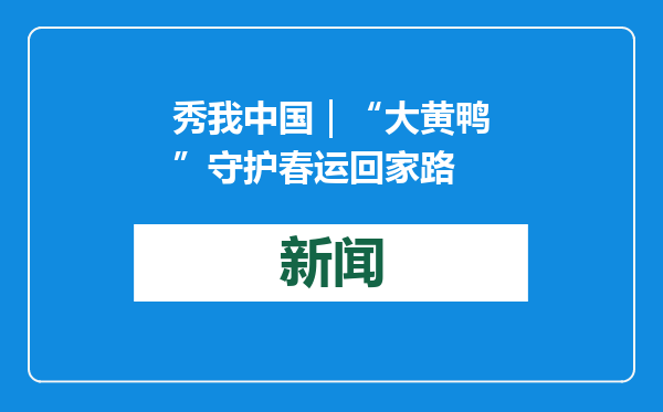 秀我中国｜“大黄鸭”守护春运回家路