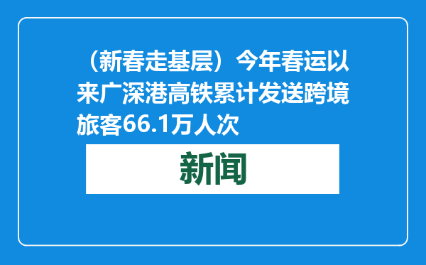 （新春走基层）今年春运以来广深港高铁累计发送跨境旅客66.1万人次