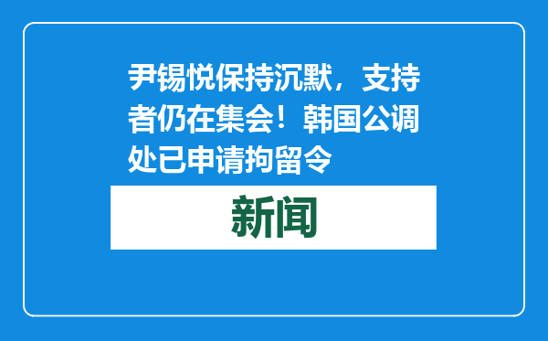 尹锡悦保持沉默，支持者仍在集会！韩国公调处已申请拘留令
