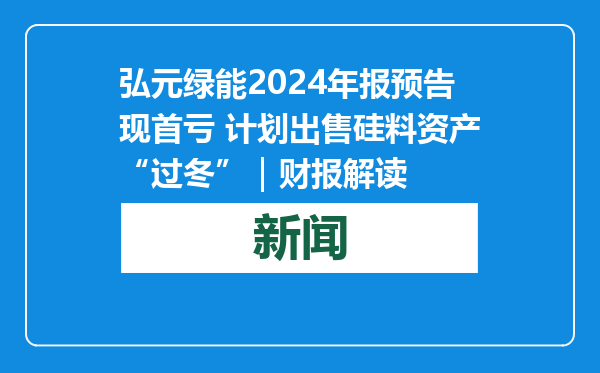 弘元绿能2024年报预告现首亏 计划出售硅料资产“过冬”｜财报解读