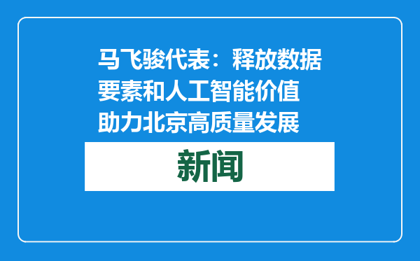 马飞骏代表：释放数据要素和人工智能价值 助力北京高质量发展