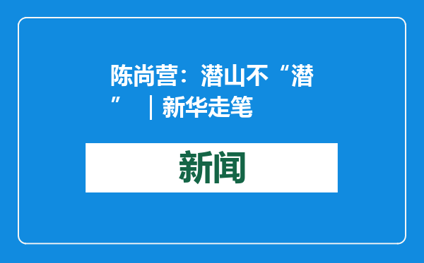 陈尚营：潜山不“潜” ｜新华走笔