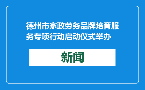 德州市家政劳务品牌培育服务专项行动启动仪式举办