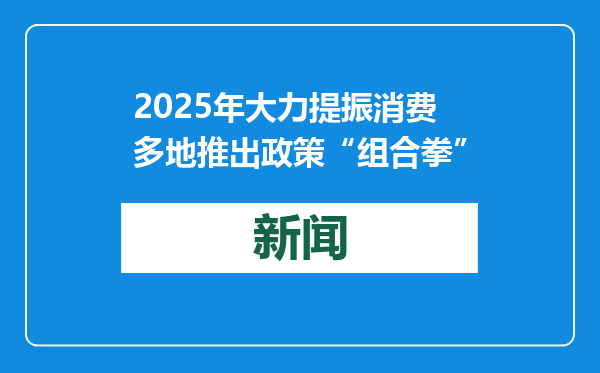 2025年大力提振消费 多地推出政策“组合拳”
