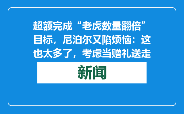 超额完成“老虎数量翻倍”目标，尼泊尔又陷烦恼：这也太多了，考虑当赠礼送走