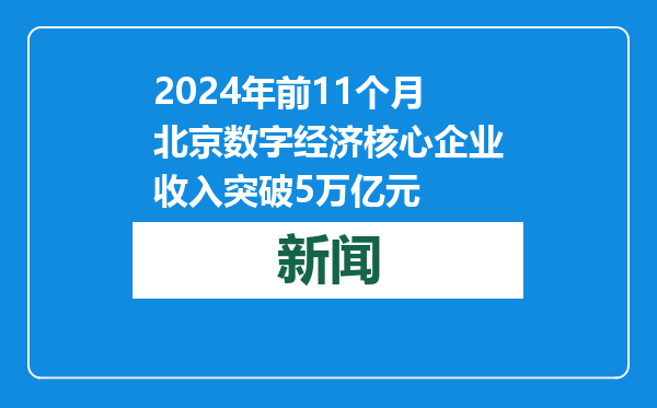 2024年前11个月北京数字经济核心企业收入突破5万亿元