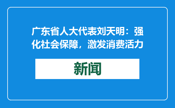广东省人大代表刘天明：强化社会保障，激发消费活力