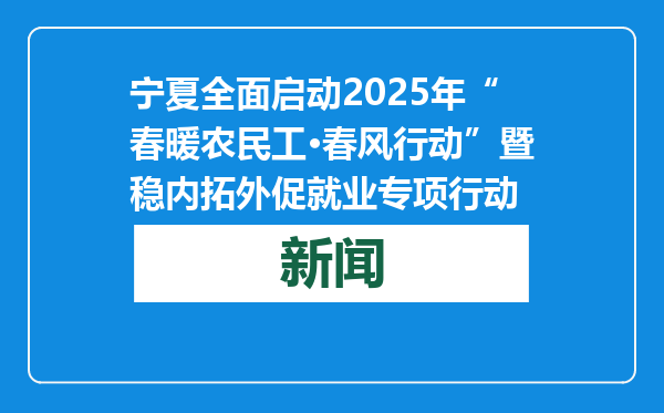 宁夏全面启动2025年“春暖农民工·春风行动”暨稳内拓外促就业专项行动