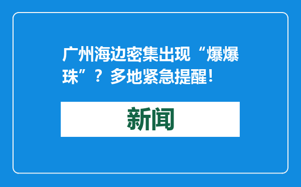 广州海边密集出现“爆爆珠”？多地紧急提醒！