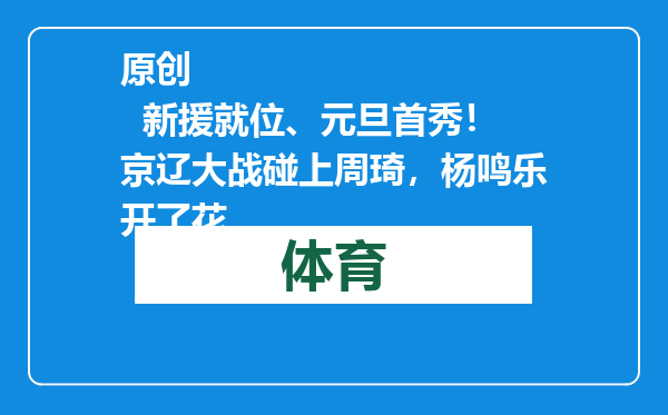 原创            新援就位、元旦首秀！京辽大战碰上周琦，杨鸣乐开了花