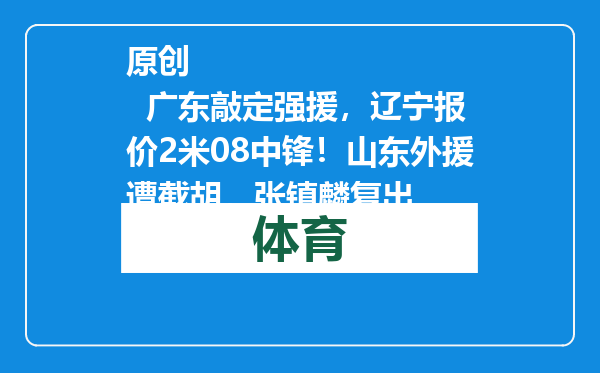 原创            广东敲定强援，辽宁报价2米08中锋！山东外援遭截胡，张镇麟复出
