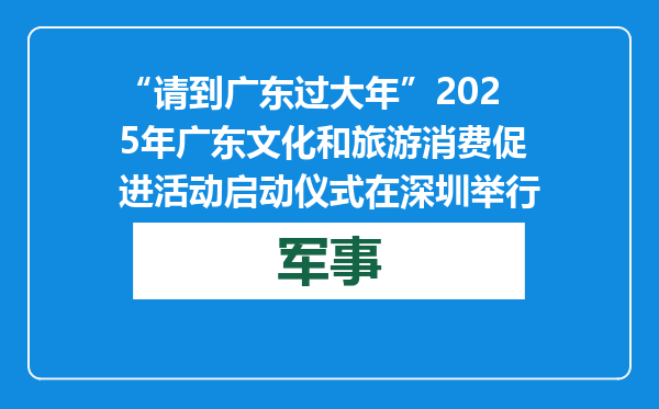 “请到广东过大年”2025年广东文化和旅游消费促进活动启动仪式在深圳举行