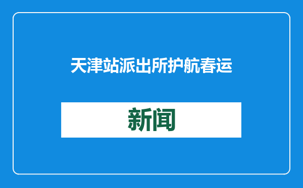 天津站派出所护航春运，一周为旅客挽损10万余元