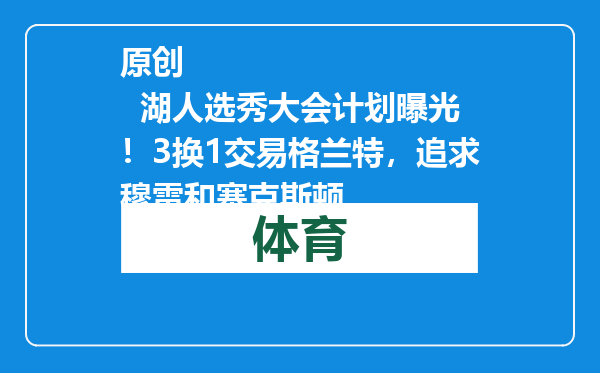 原创            湖人选秀大会计划曝光！3换1交易格兰特，追求穆雷和塞克斯顿