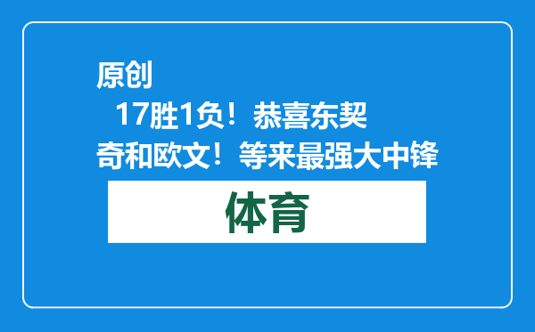 原创            17胜1负！恭喜东契奇和欧文！等来最强大中锋