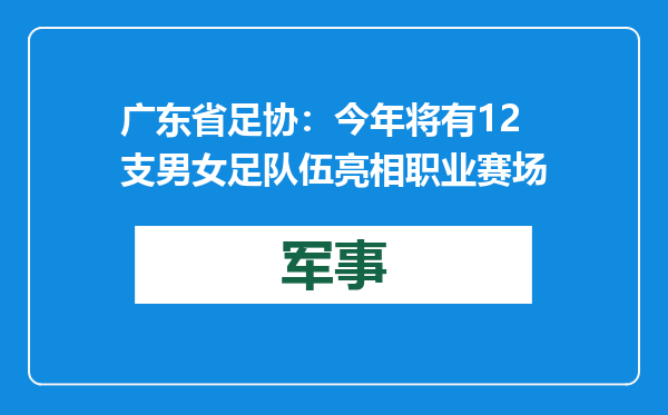 广东省足协：今年将有12支男女足队伍亮相职业赛场