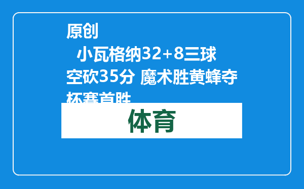 原创            小瓦格纳32+8三球空砍35分 魔术胜黄蜂夺杯赛首胜