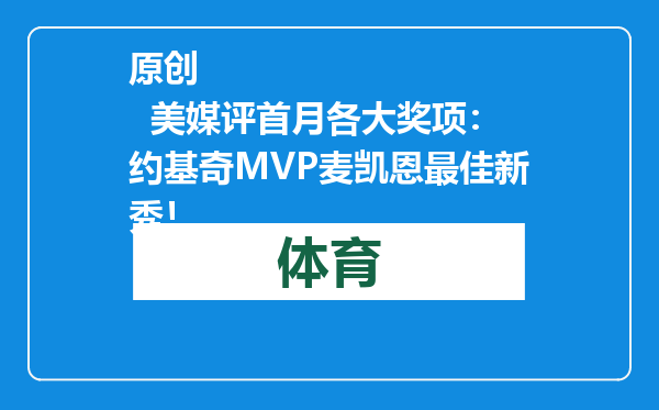 原创            美媒评首月各大奖项：约基奇MVP麦凯恩最佳新秀！