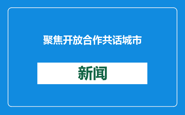 聚焦开放合作 共话城市繁荣