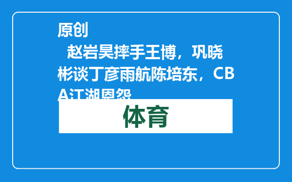 原创            赵岩昊摔手王博，巩晓彬谈丁彦雨航陈培东，CBA江湖恩怨