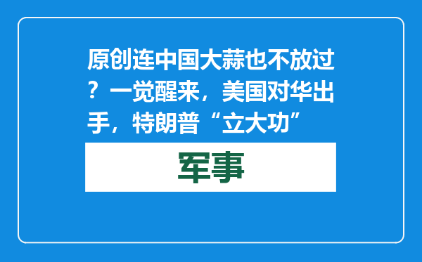 原创            连中国大蒜也不放过？一觉醒来，美国对华出手，特朗普“立大功”