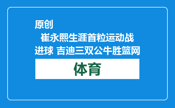 原创            崔永熙生涯首粒运动战进球 吉迪三双公牛胜篮网