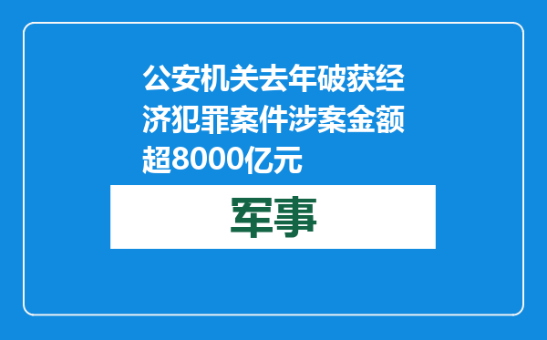 公安机关去年破获经济犯罪案件涉案金额超8000亿元